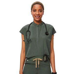 Figs Womens Rafaela Scrub Top Size L Moss Cap Sleeve Technical Collection Green